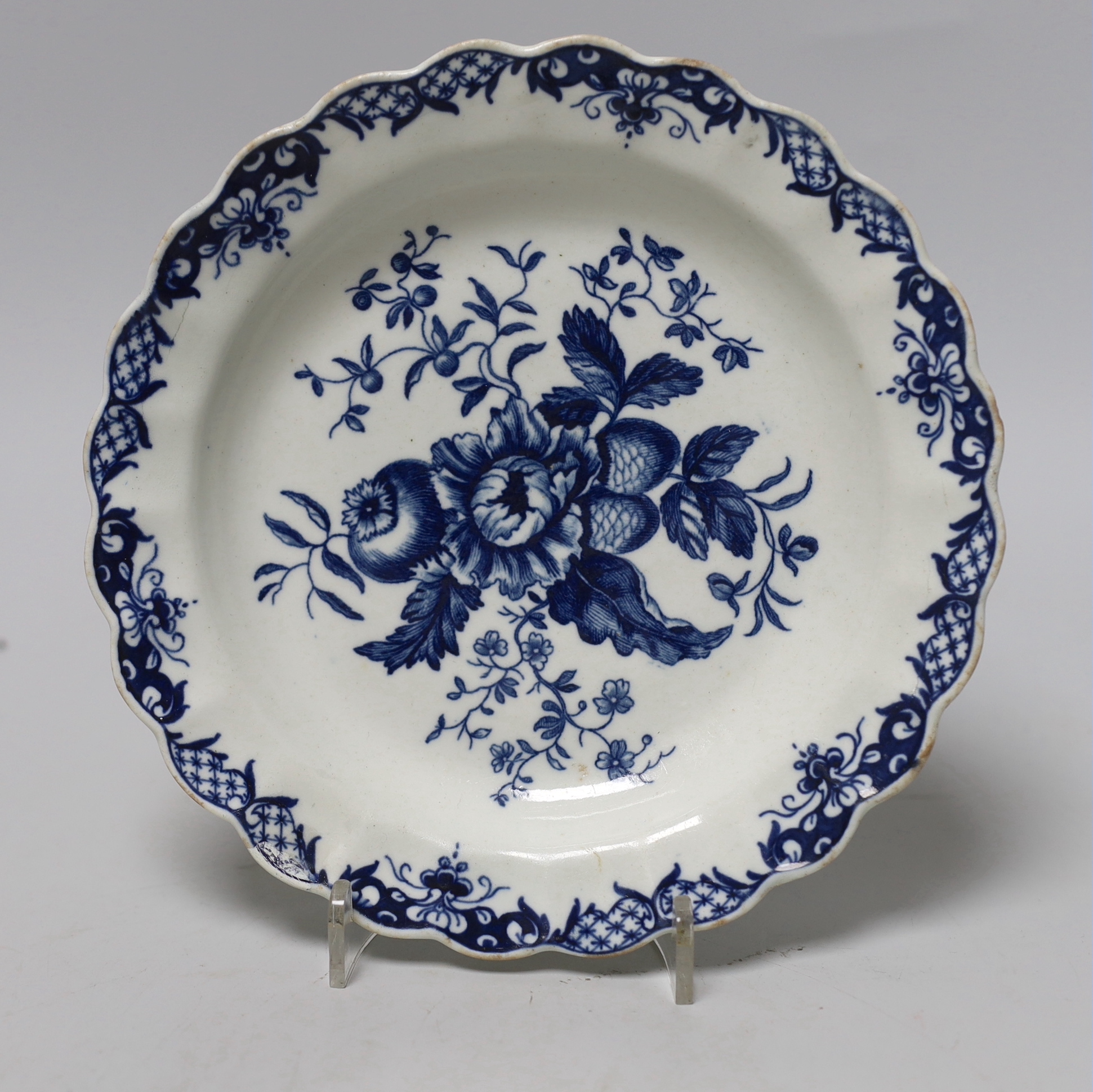 A Worcester Three Flowers pattern bowl and a Pine Cone pattern plate